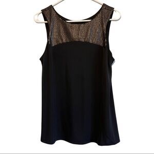 NWT Narciso Rodriguez Black Blouse with Gold Sequins Sleeveless Top Med